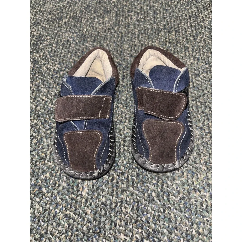 See Kai Run Shoe boy toddler size 6 Navy blue Brown Leather Colorblock Strap